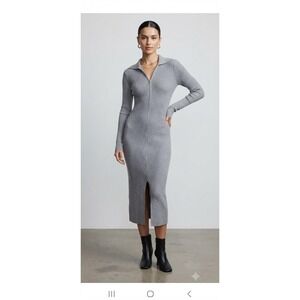 Lark + Grey Ribbed Knit Maxi Dress Women's M Gray Viscose Blend RN143003 RD3734M